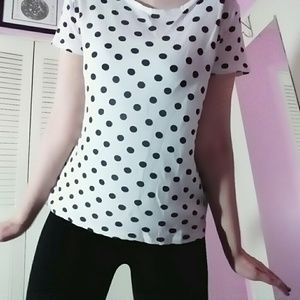 black and white polka dot blouse